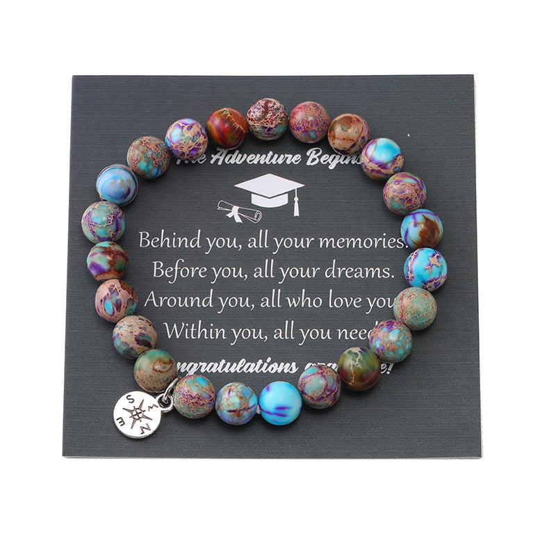 Wholesale  colorful emperor stone compass beaded bracelet