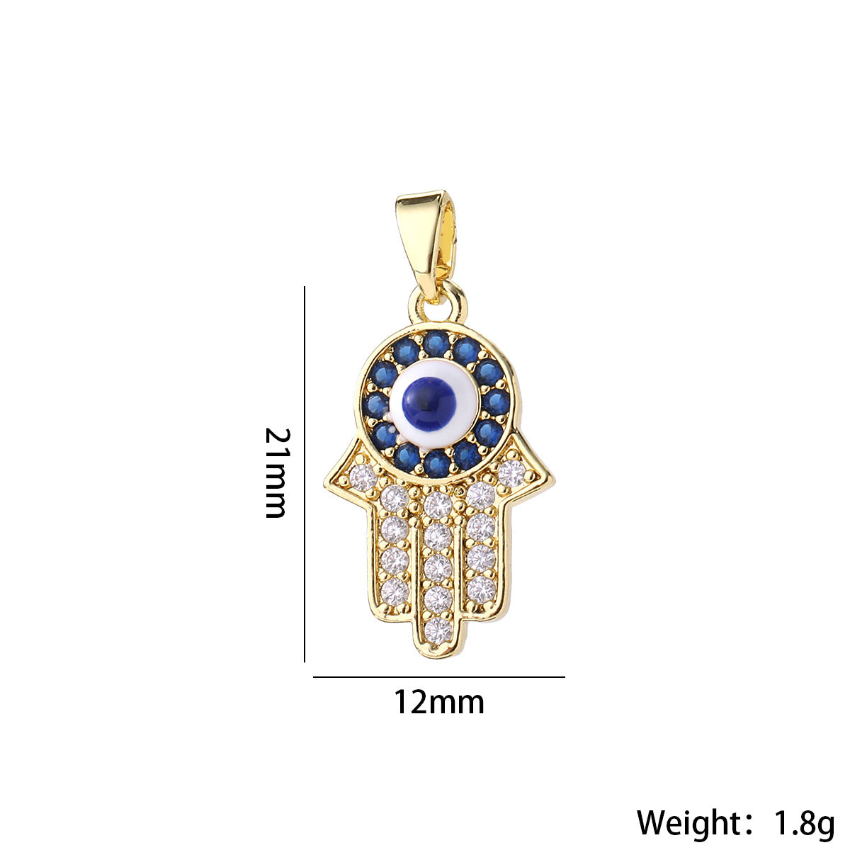 Wholesale Gold Tone Evil Eye Hamsa Hand Pendant Micro Zircon DIY Necklace Charm For Jewelry Making Boutique Resale