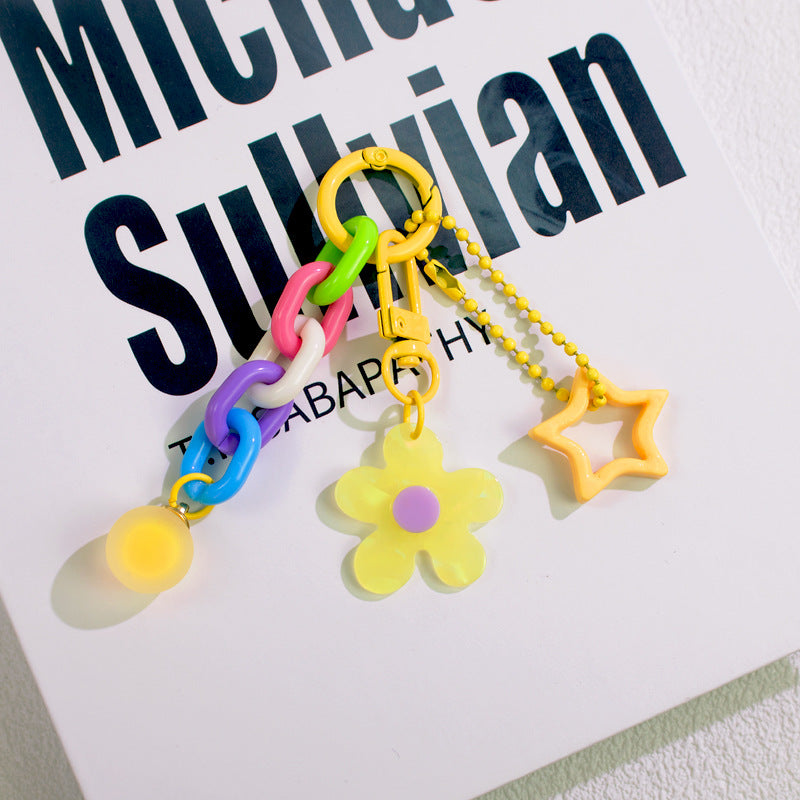 Wholesale flower keychain acrylic ornaments colorful stars  keychain