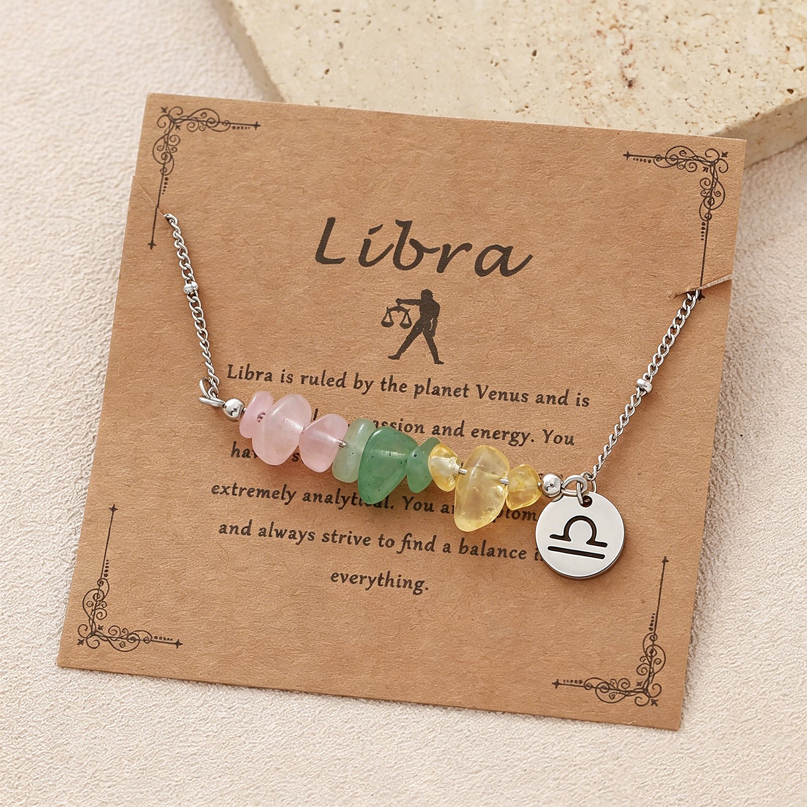 Wholesale Zodiac Stone Crushed Stainless Steel Bracelet with Pendant Fashion Accessory Gift