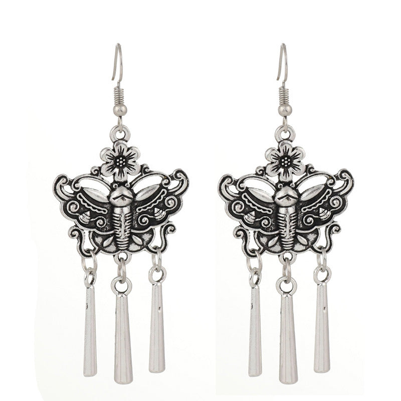 Wholesale Retro Ethnic Style Animal Ear Hook Butterfly Earrings