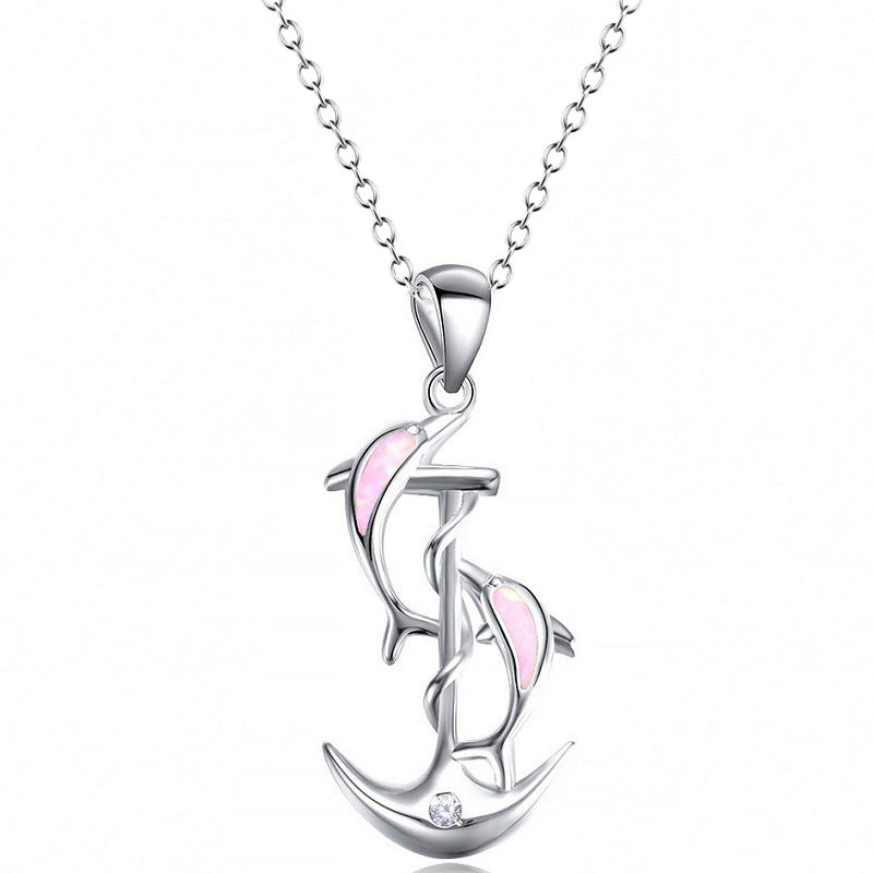 Wholesale dolphin opal alloy necklace ACC-NE-XunOu004