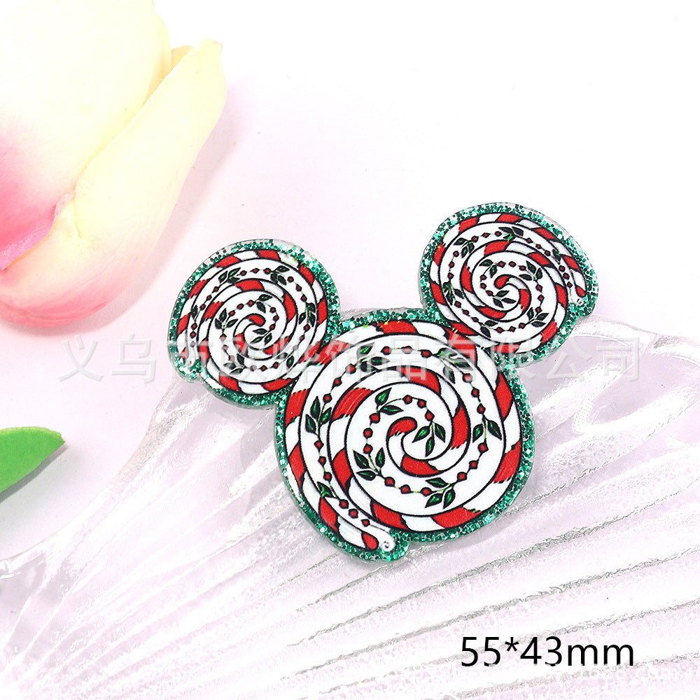 Wholesale 10pcs DIY Flatback Cartoon Christmas Acrylic Flatback Badge Reels Retractable Keychain DIY Accessories