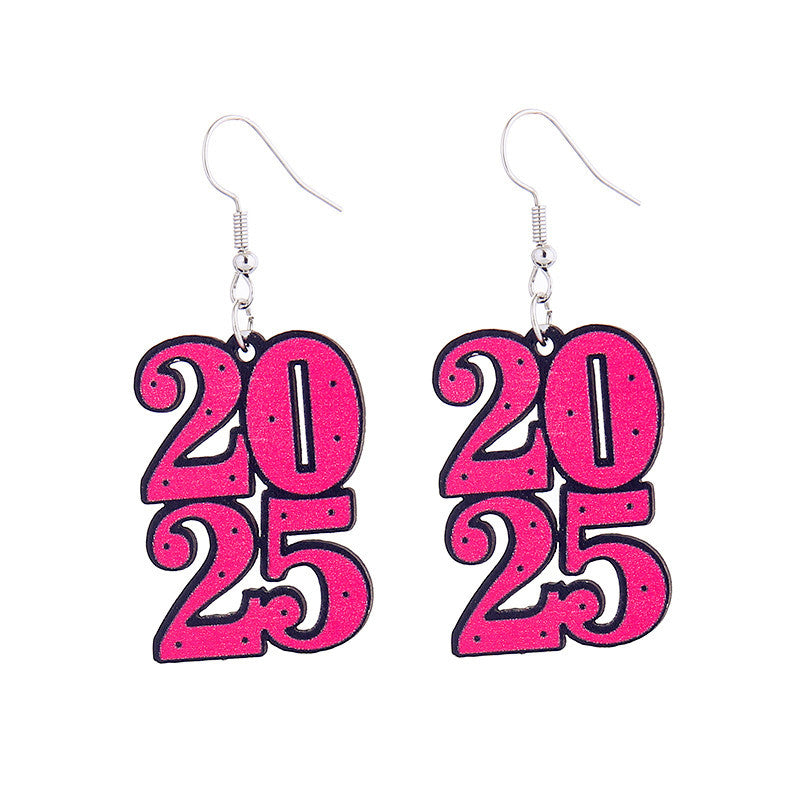 Wholesale Cute Wooden New Year Number Earrings  ACC-ES-CT043