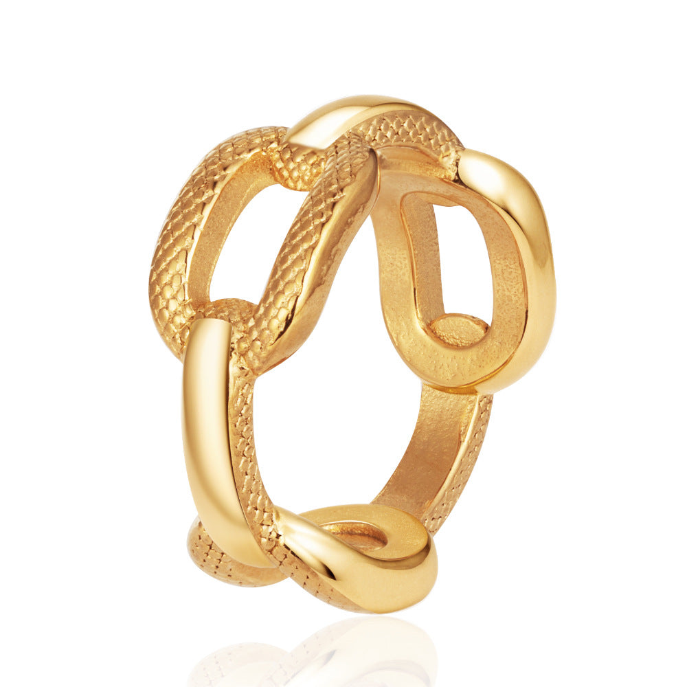 Wholesale Trendy Stainless Steel Cross Ring with Honeycomb Design,  Gold Finish Open Ring Fashion Accessory for Women