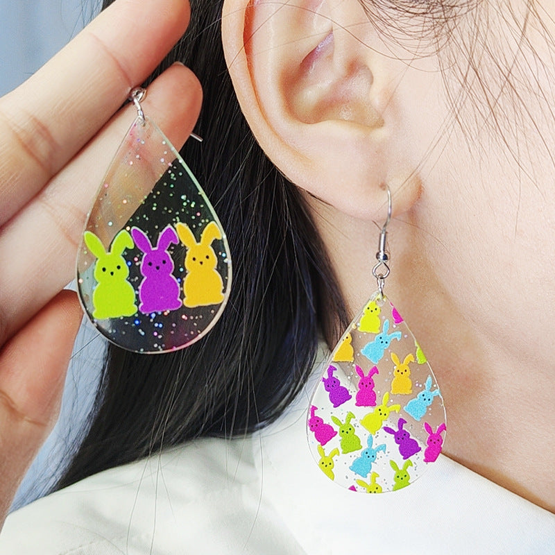 Wholesale 2pcs Acrylic Easter Bunny Earrings