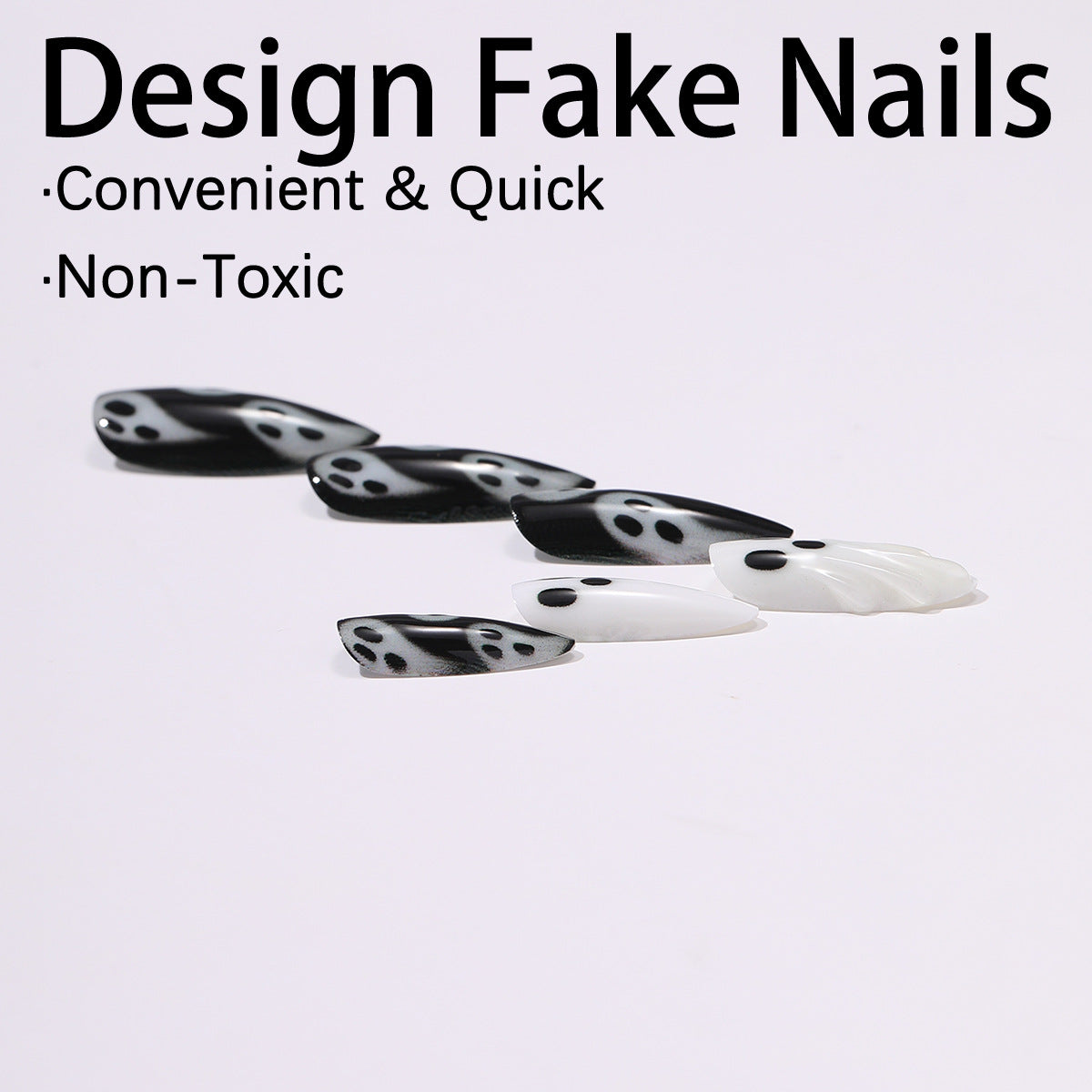 Wholesale 24 Pieces/  box Black and white  ghost Nails Kits Nail Stickers
