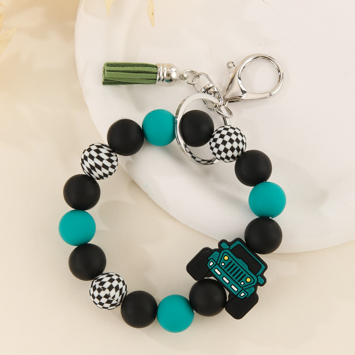 Wholesale Creative Car Silicone Handmade Beaded  Keychain