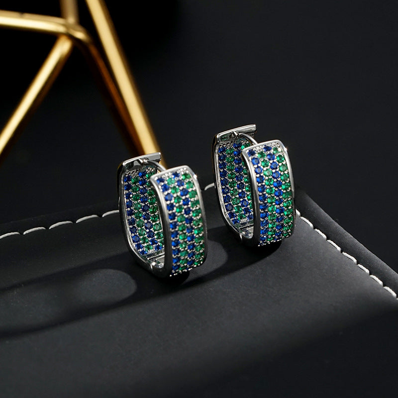 Wholesale  Luxury Micro-inlaid Zircon Geometric Earrings