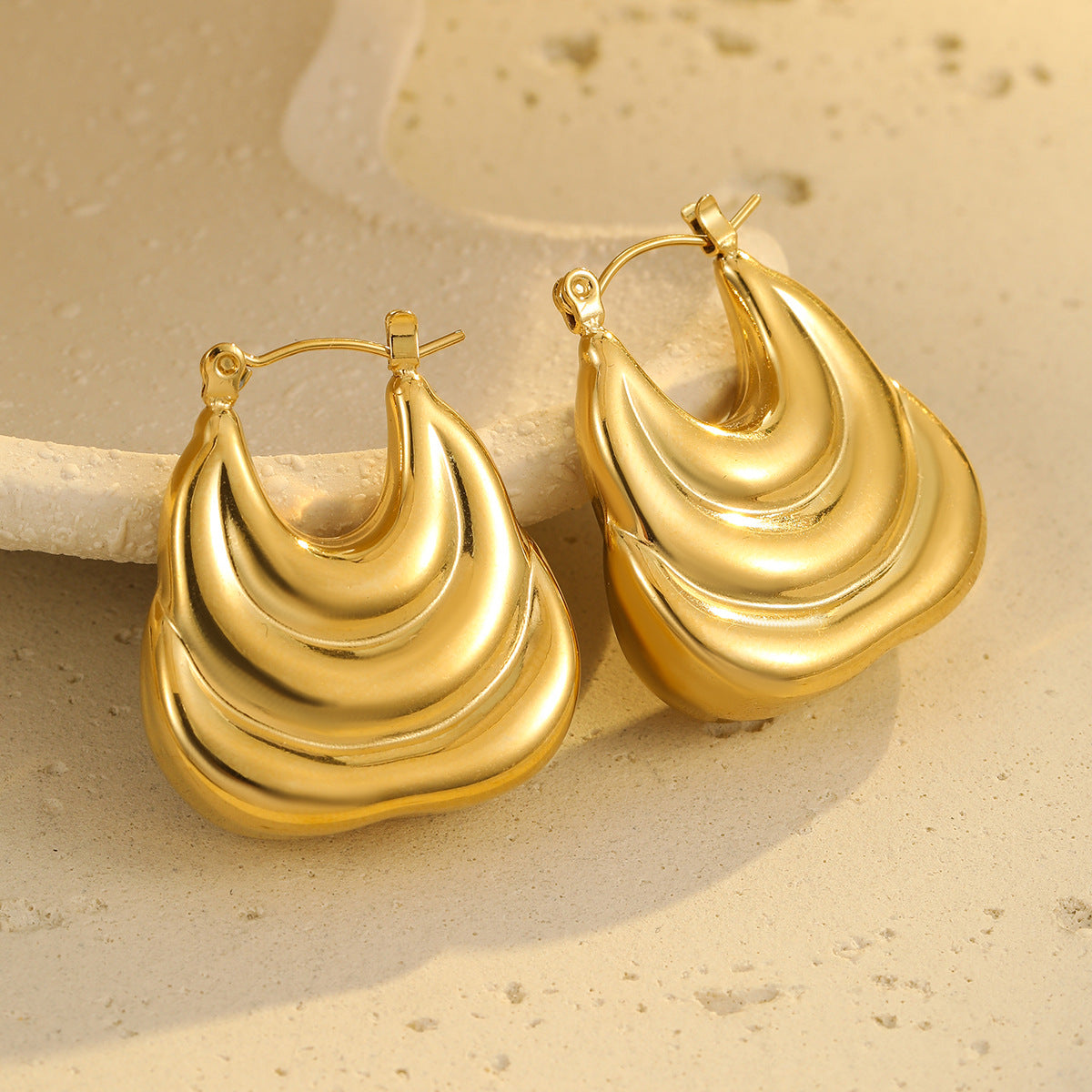 Wholesale Retro 18K Gold Plated Stainless Steel Earrings