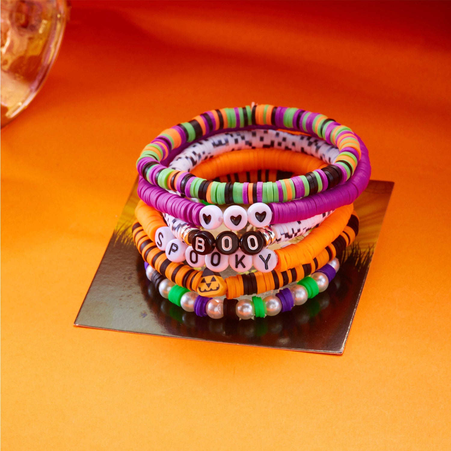 Wholesale Holiday Party  Pumpkin Skull Multi-layer Beaded Bracelet