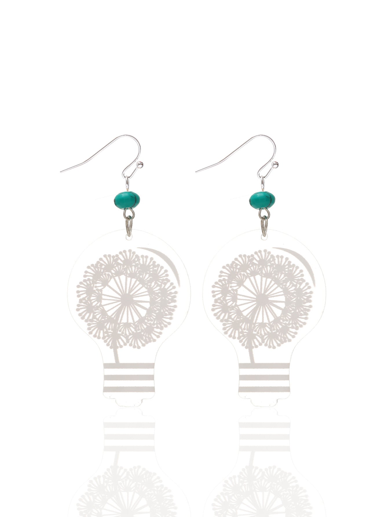 Wholesale Transparent Acrylic Skull Love White Printed Earrings