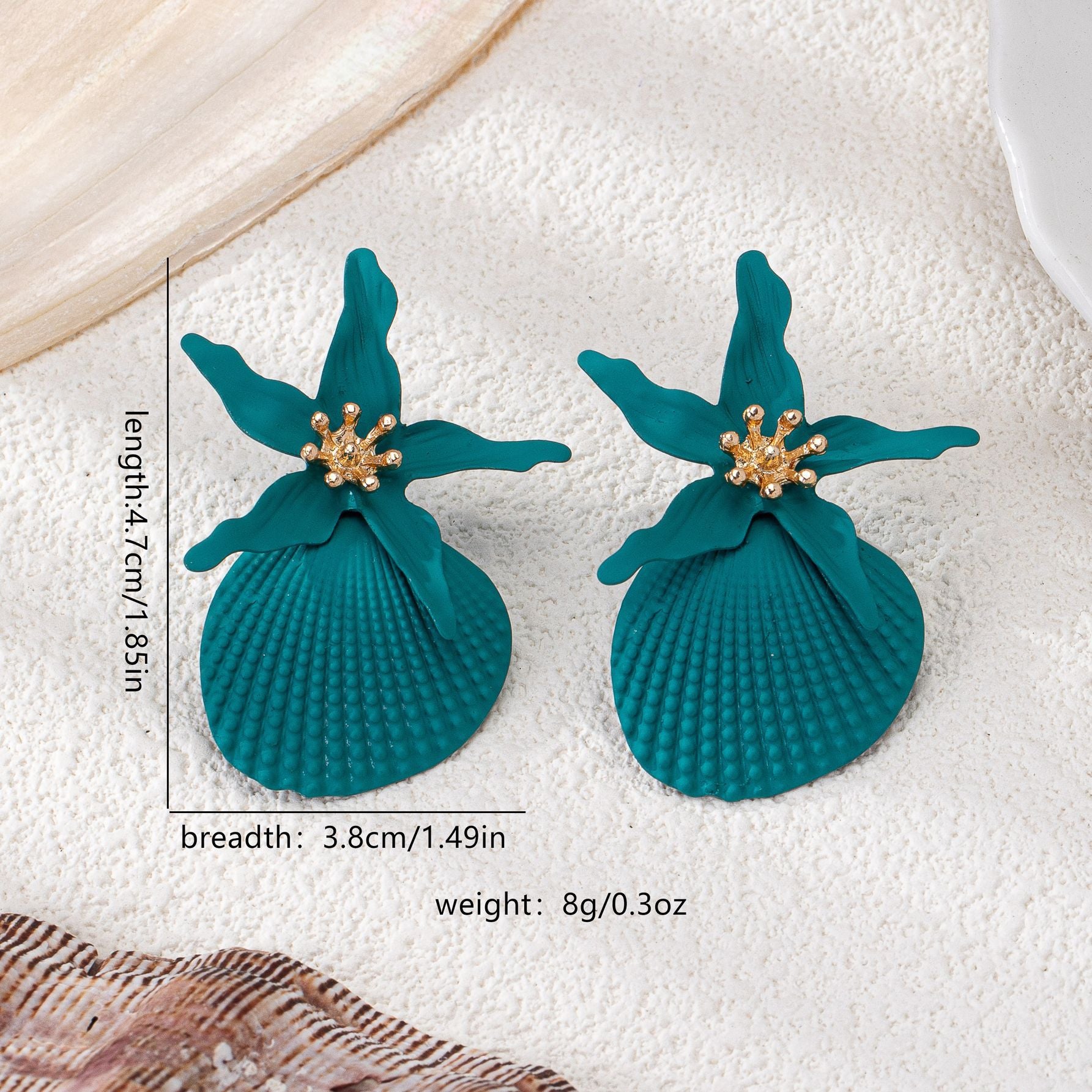 Wholesale Alloy Green Starfish Earrings For Women Summer Seaside Vacation Party Wear