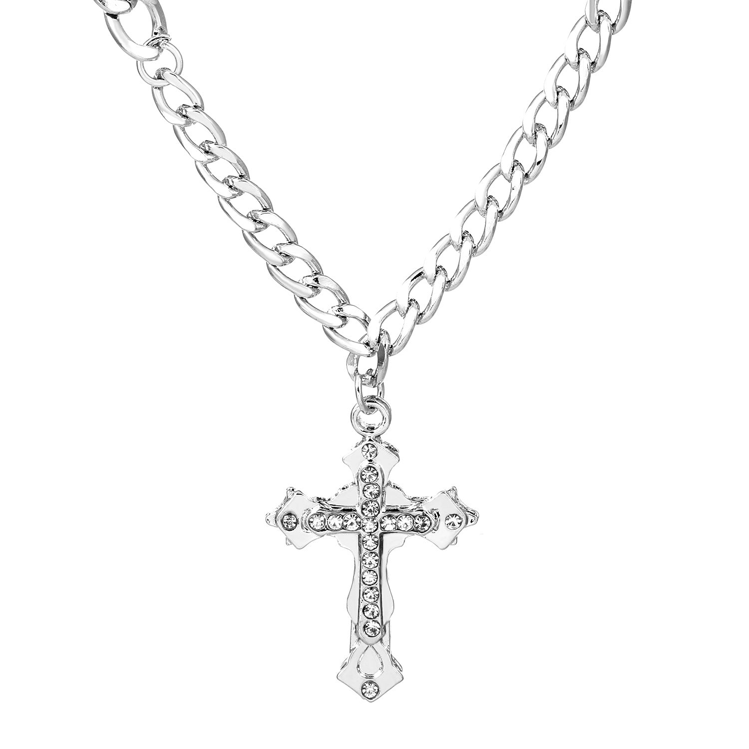 Wholesale Vintage Alloy Pearl Cross Pendant Multi-layered Sweater Necklace Long Necklace ACC-NE-MY005