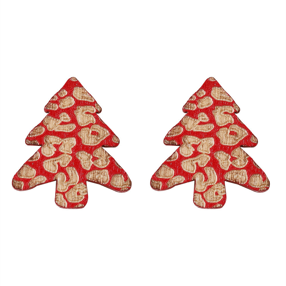 Wholesale Christmas Wood Carved Creative Earrings