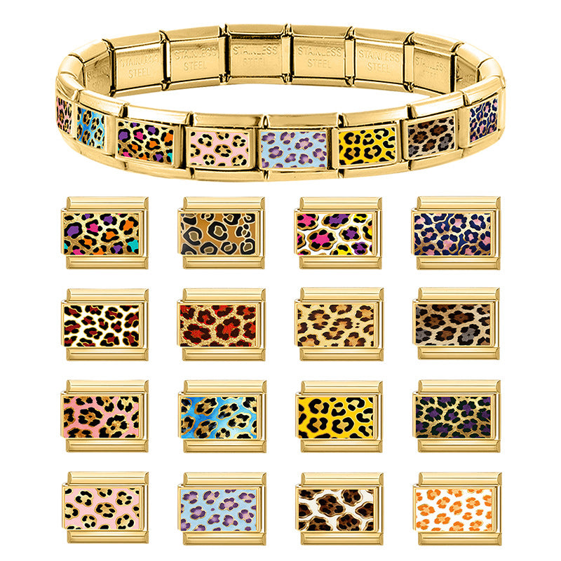 Wholesale Leopard Pattern DIY Modular Bracelet Accessories Alloy Plated Fashion Accessory for Boutique Resale