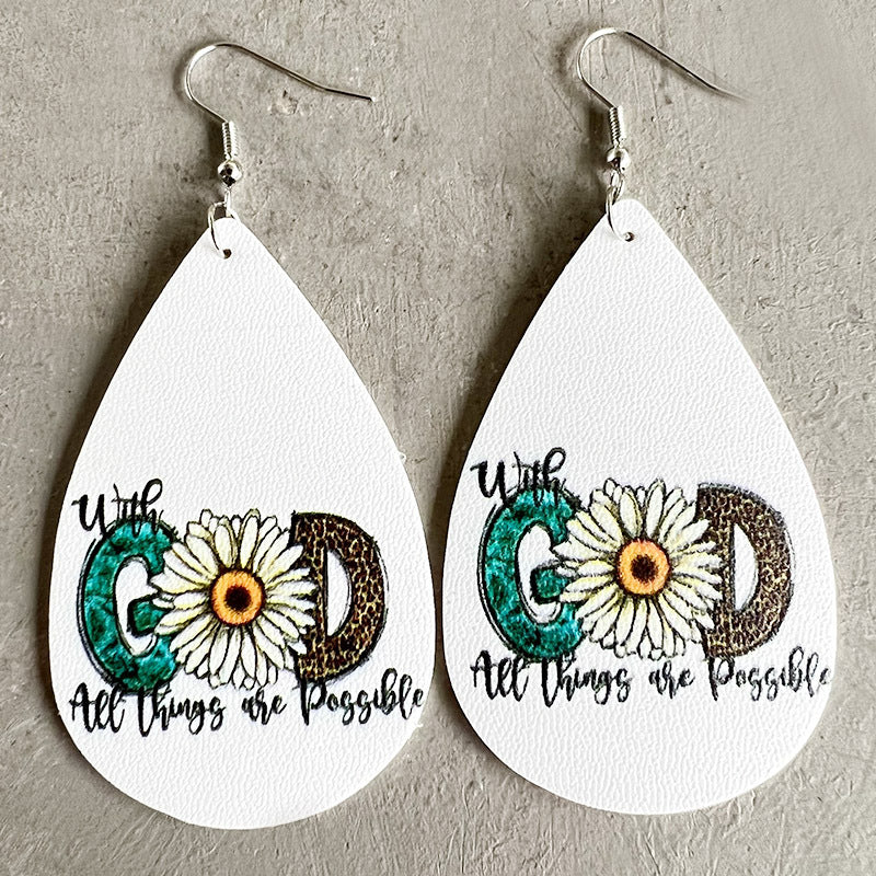 Wholesale 2 pairs/ pack Christmas Funny Popular Elements Drop Leather Earrings