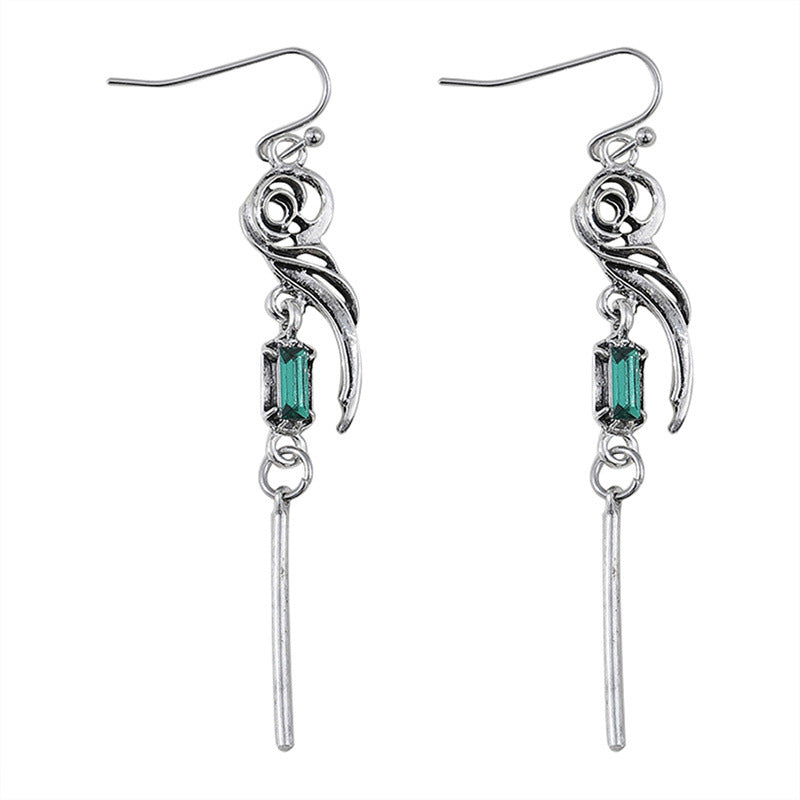 Wholesale  geometric gradient blue-green square zircon earrings