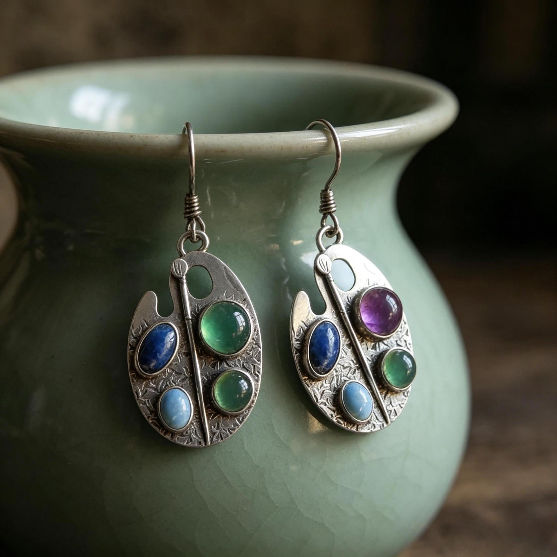 Wholesale Bohemian Geometric Gemstone Earrings Fashion Jewelry Accessory Gift Boutique Resale