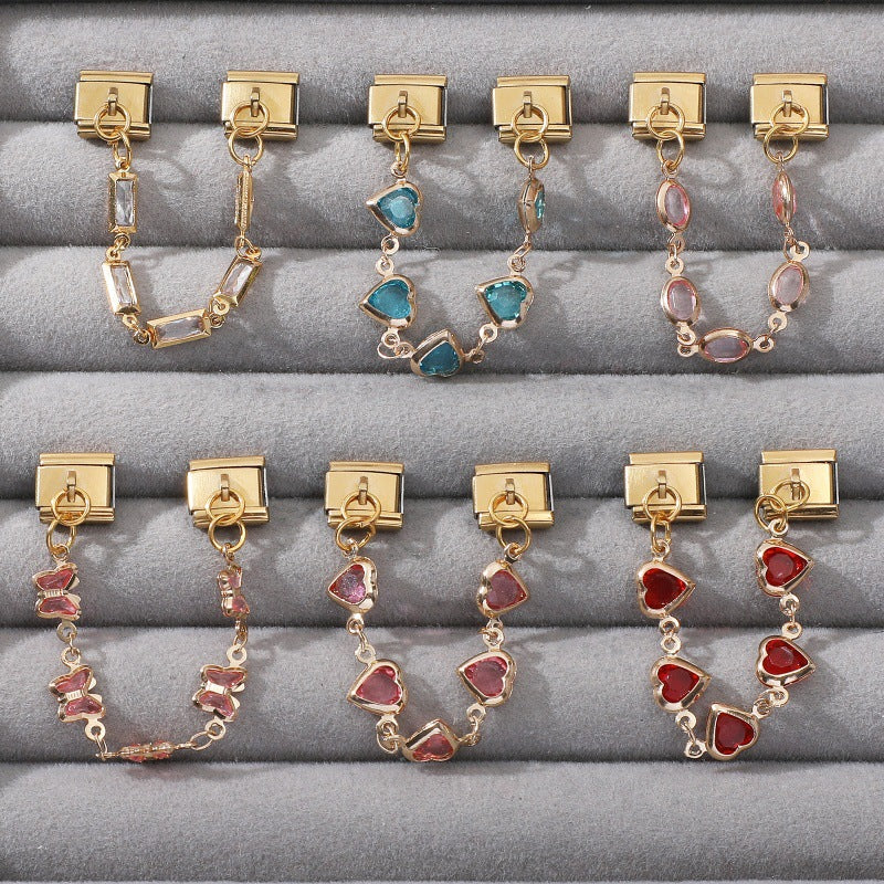 Wholesale Love Butterfly Stainless Steel DIY Bracelet Charms Plated Colorful Fashion Accessory For Jewelry Making