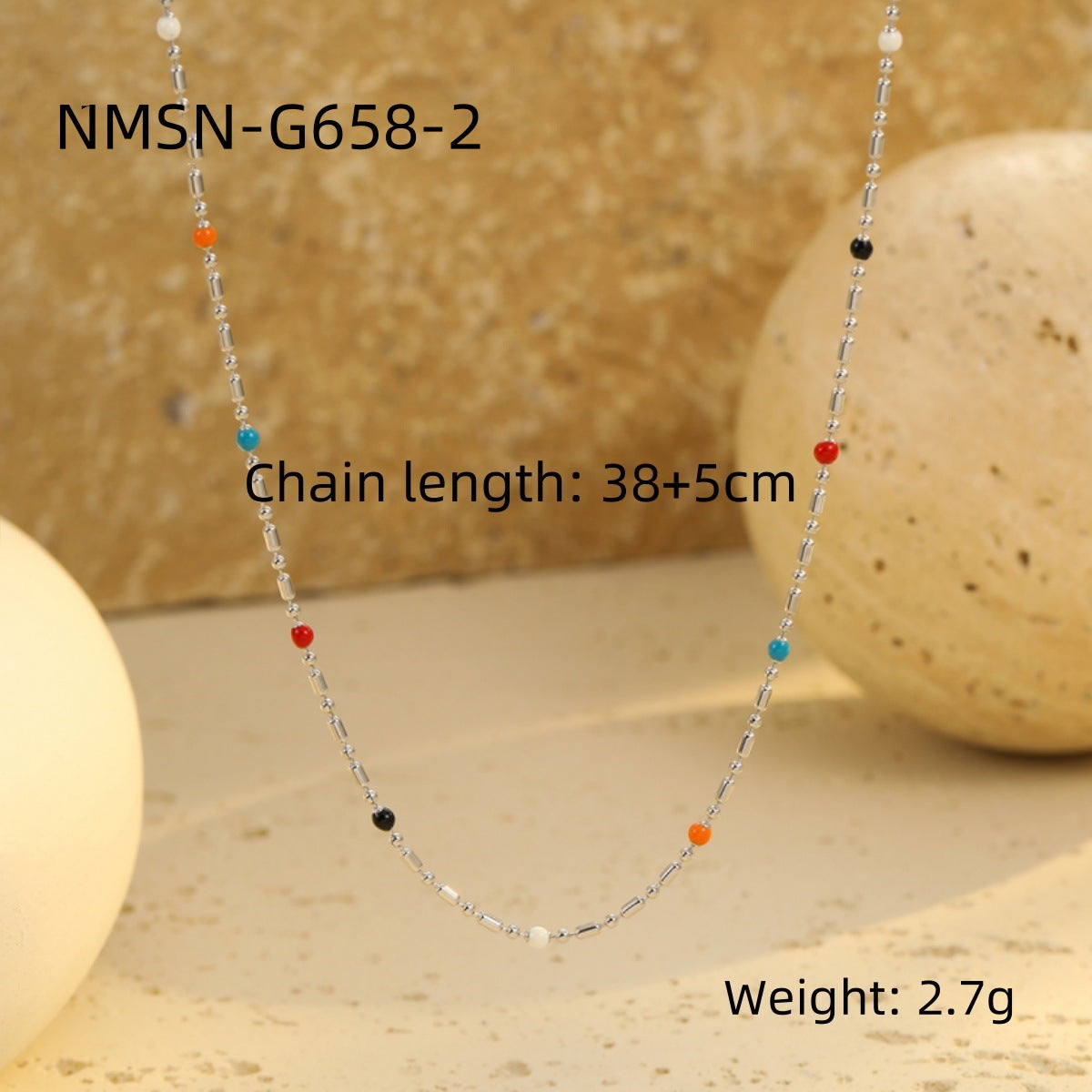 Wholesale stainless steel drop rice beads necklace