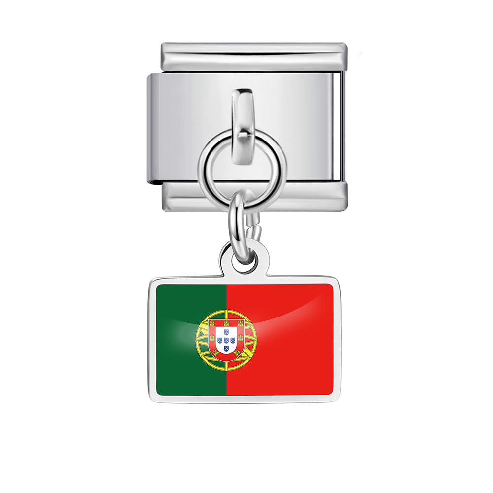 Wholesale World Flag Modular Bracelet Stainless Steel DIY Fashion Accessory