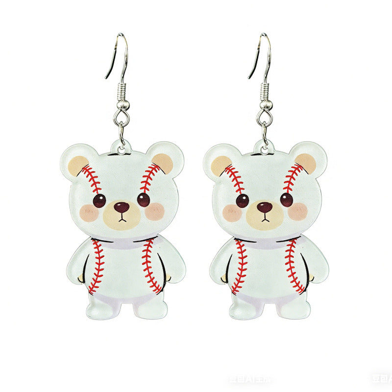 Wholesale Baseball Popcorn Stadium Mood Acrylic Earrings