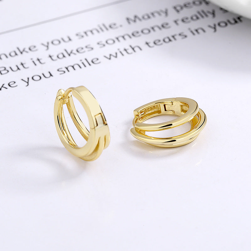 Wholesale S925 Sterling Silver Multi-layer Hollow Earrings