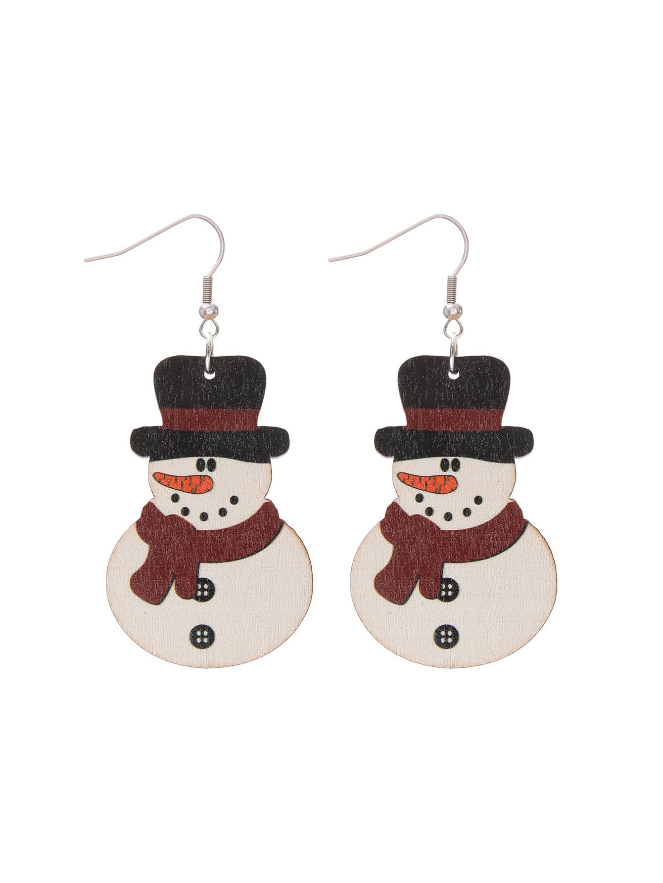 Wholesale Christmas Party Cute Snowman Christmas Tree Cartoon Wooden Earrings