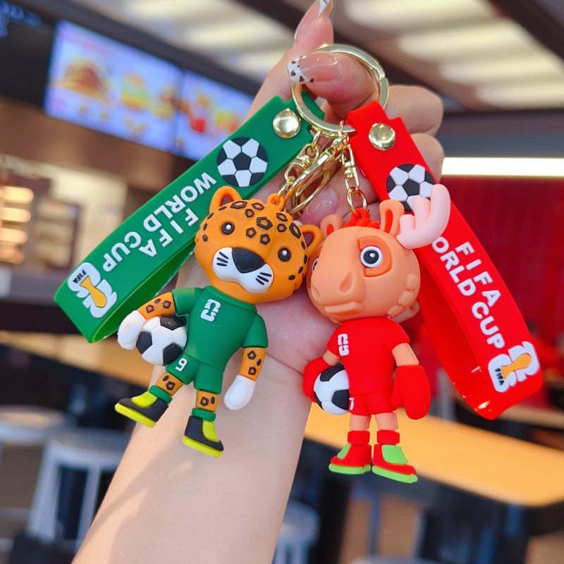 Wholesale PVC Cartoon World Cup Mascot Keychain Pendant Cute Doll Key Ring Car Key Accessory