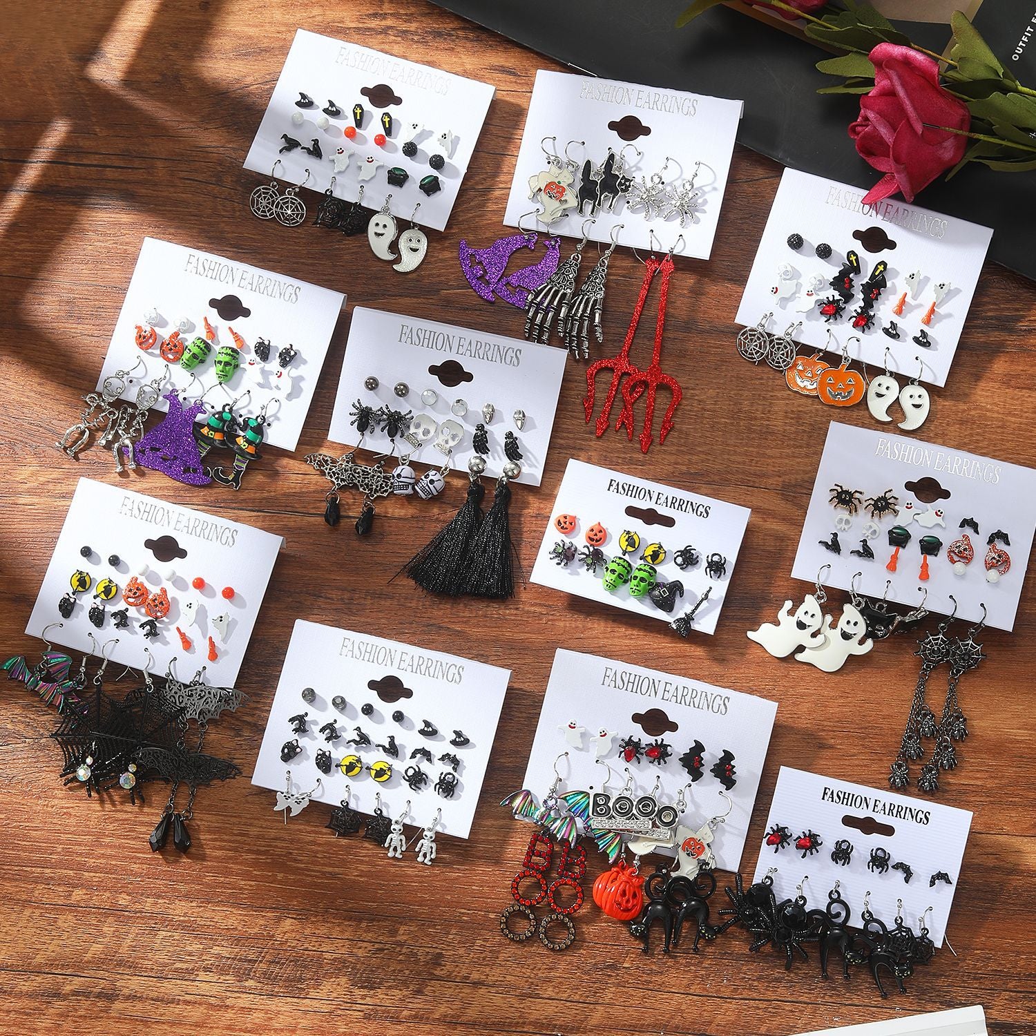 Wholesale Halloween personalized earrings  Spider kitten earrings set