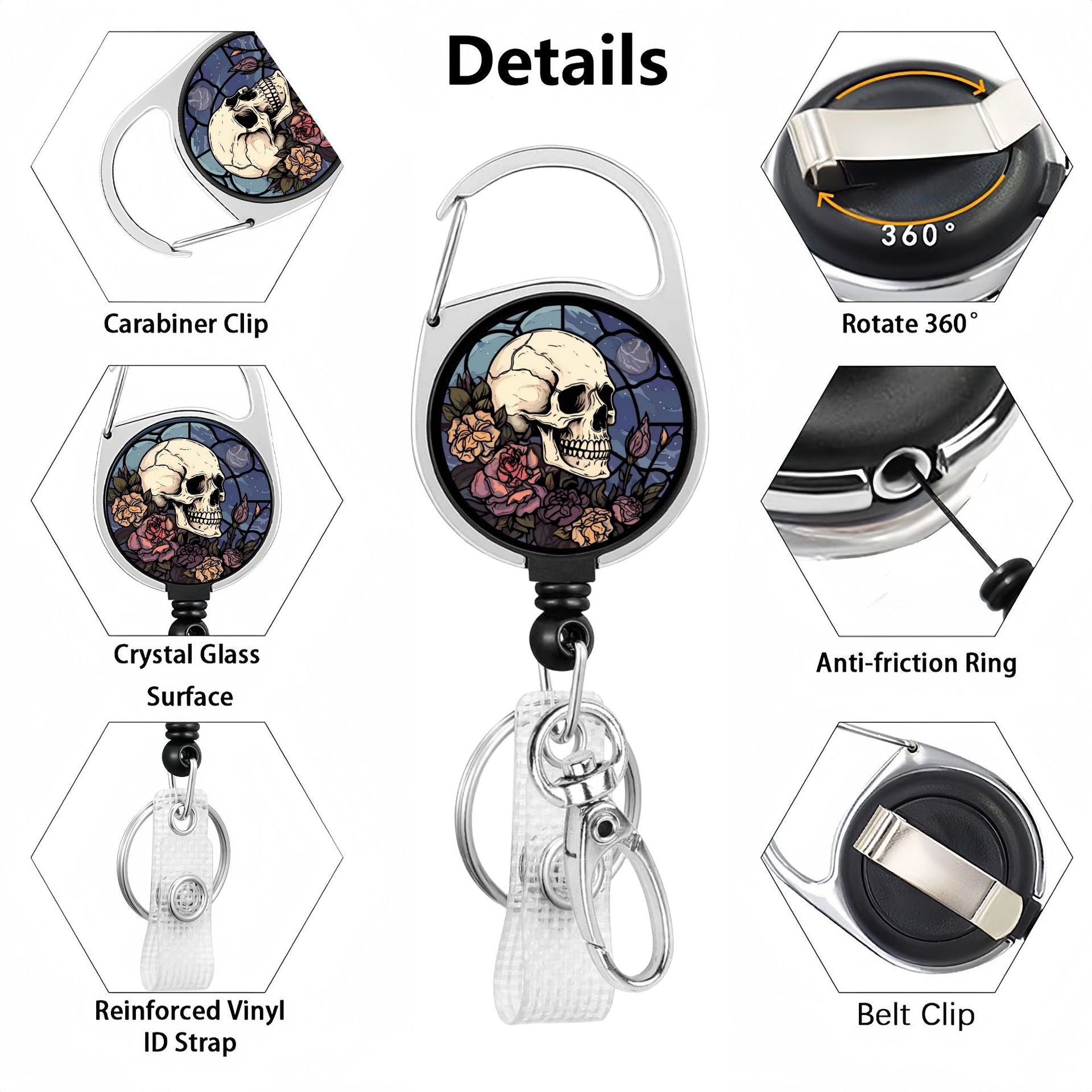 Wholesale Halloween Black Series Acrylic Retractable Clip Badge Keychain
