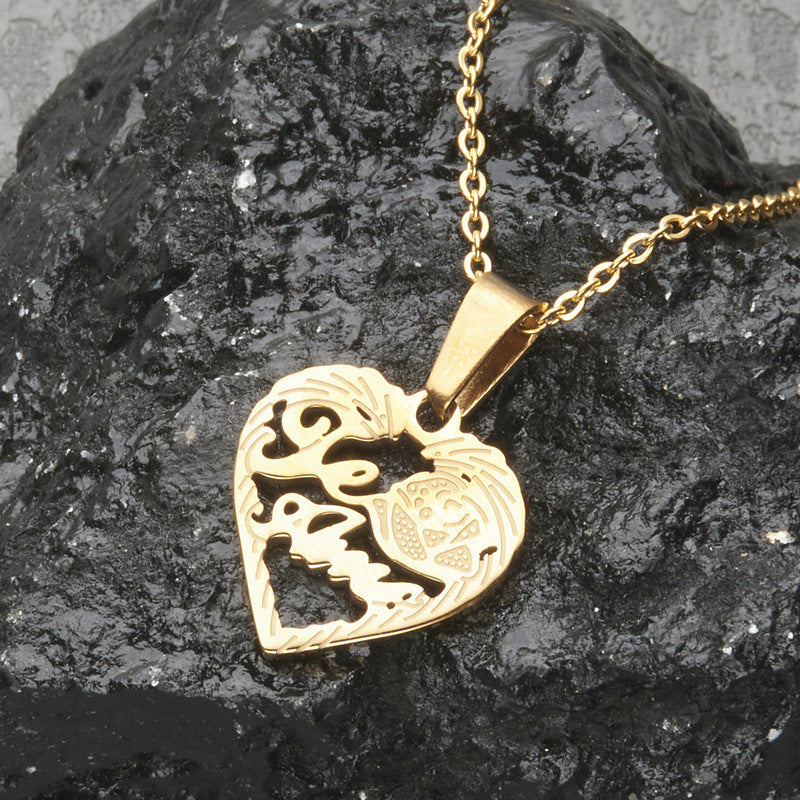 Wholesale Stainless Steel Gold Heart-Shaped I Love You Pendant Necklace