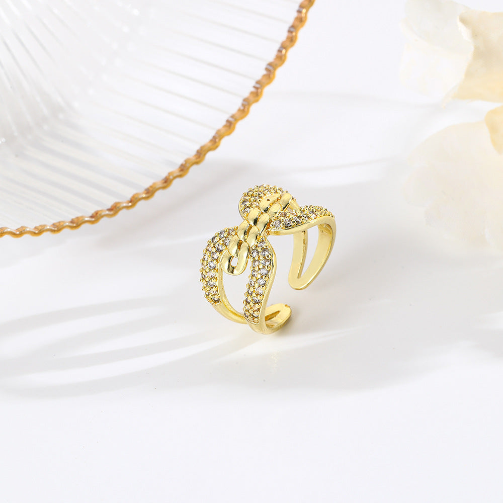 Wholesale 18k copper plated geometric adjustable ring