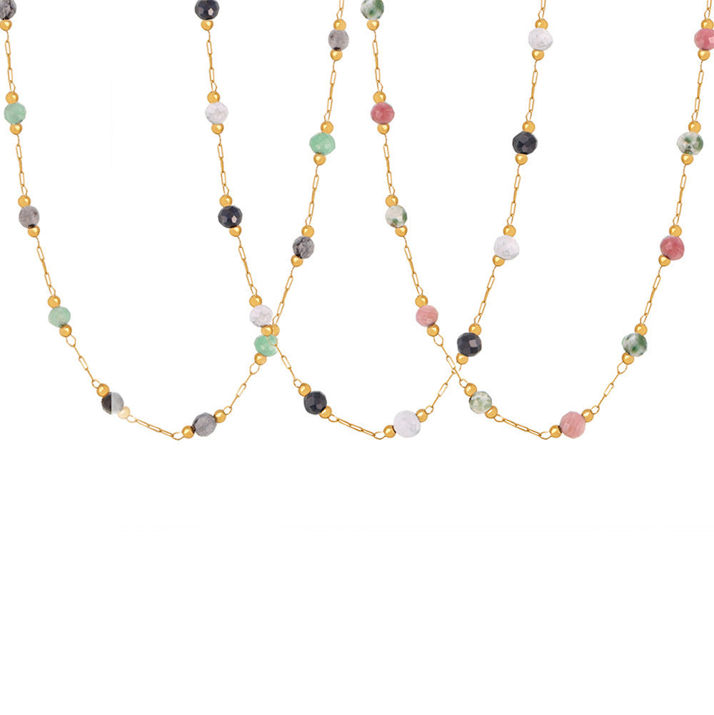Wholesale Double Layer Overlapping Necklace in Green Gold Tone Chic Jewelry Accessory for Boutique Resale