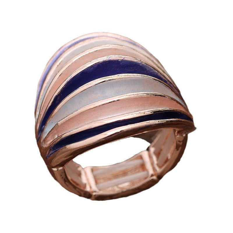 Wholesale Colorful Elastic Alloy Rings  Exaggerated Lines  Rings