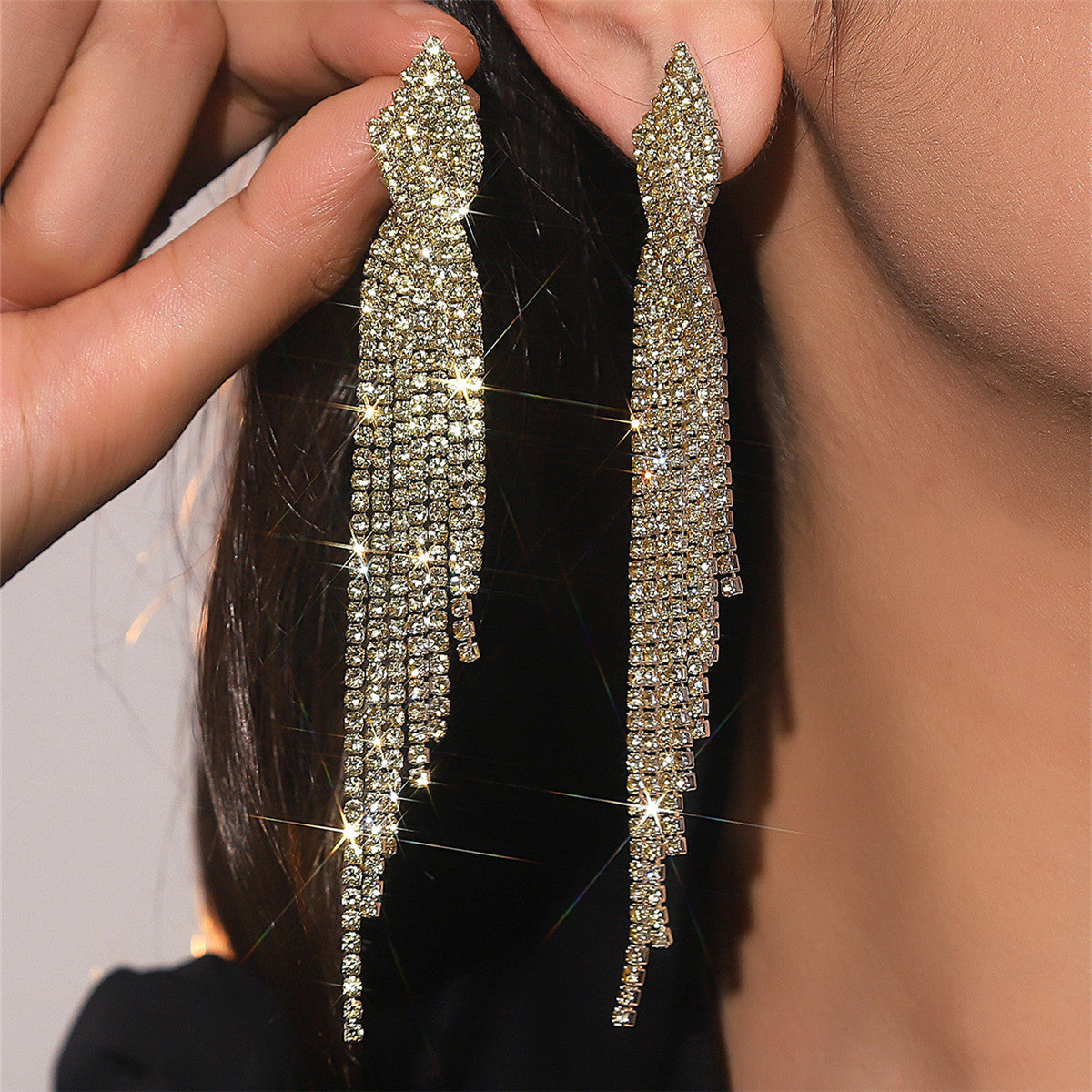 Wholesale  Full Diamond Long Tassel Earrings  Fashion Ear Jewelry earrings