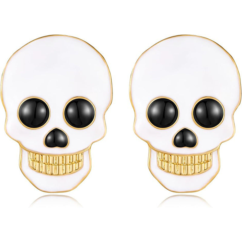 Wholesale  Zinc Alloy  Skull Oil Drop Earrings