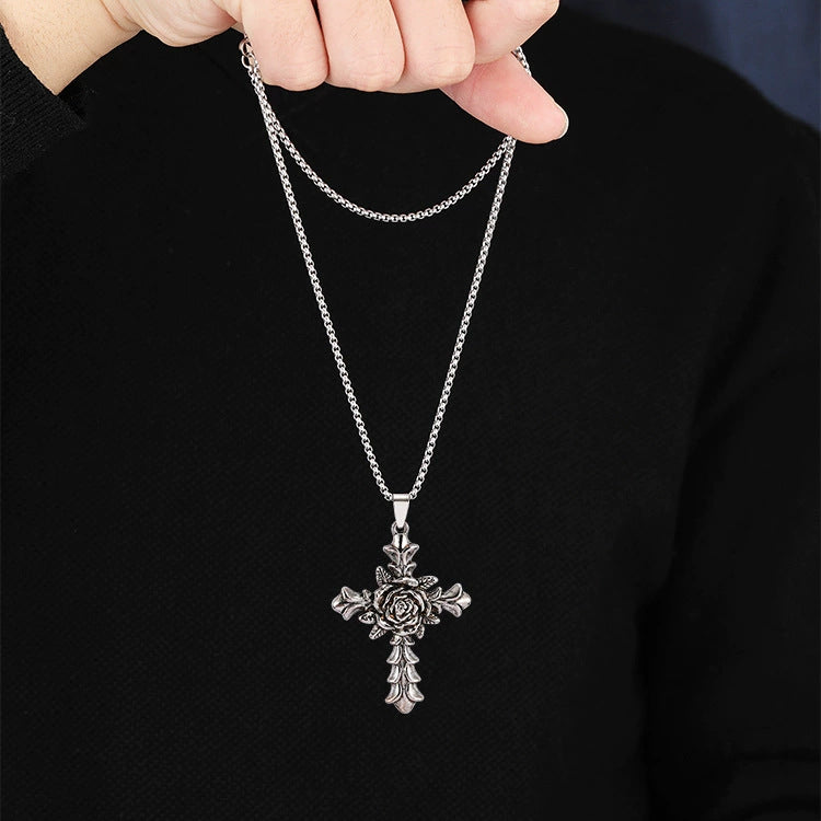 Wholesale Titanium Steel  Cross Necklace  Hip-Hop All-Match Pendant Necklaces