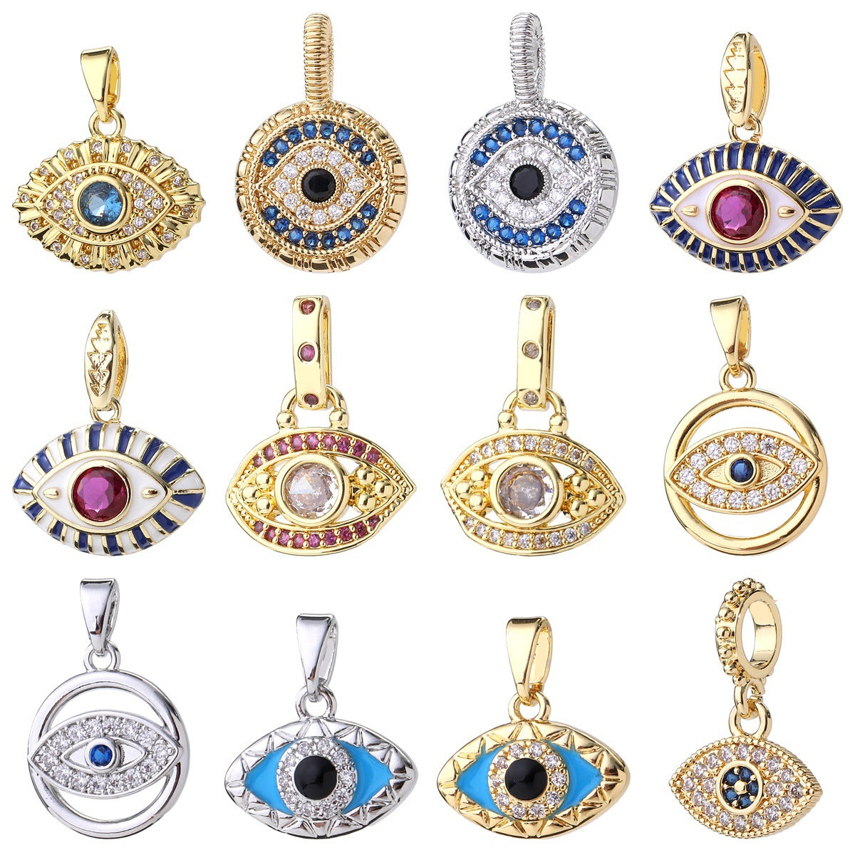 Wholesale Gold Plated Brass Evil Eye Pendant Y2K Trendy Large Eyeball Jewelry Accessory For Women