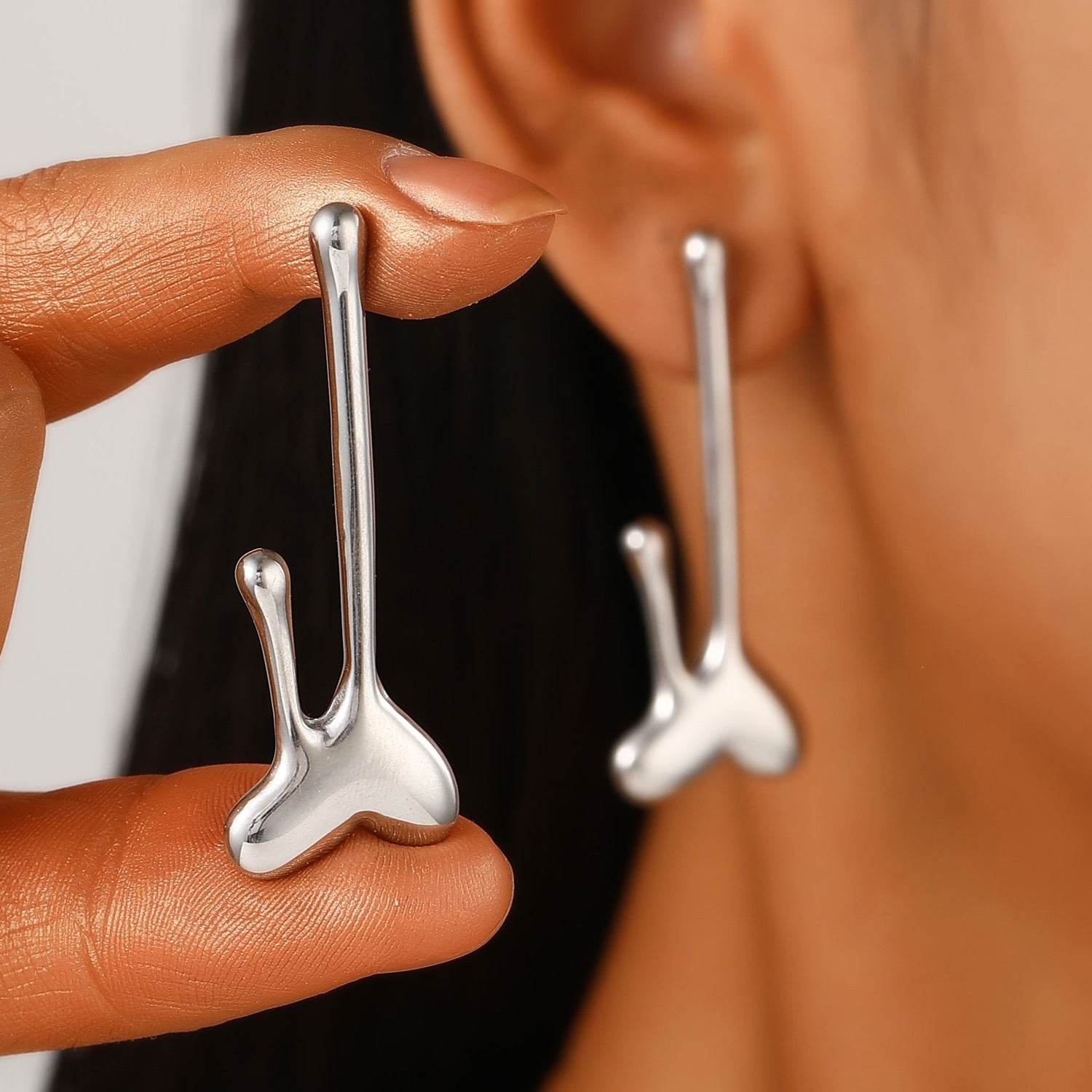 Wholesale Vintage French Geometric Irregular Drop Earrings for Women,  Stainless Steel Gold Plated Trendy Fashion Accessory Gift