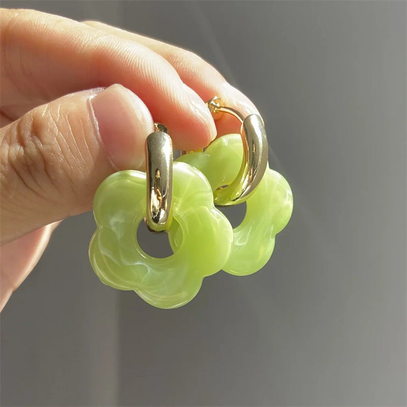 Wholesale Resin Flower Copper Earrings ACC-ES-MLR009