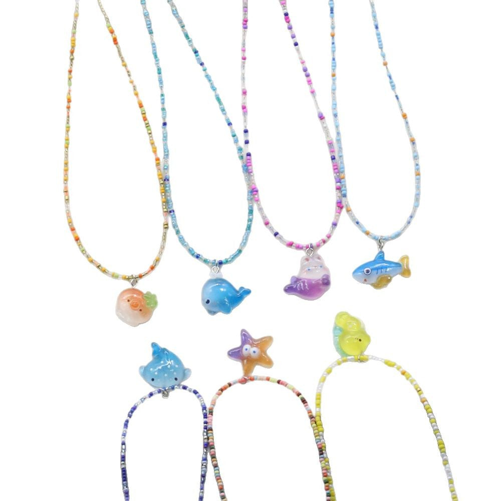 Wholesale Starfish Mermaid Octopus Pendant Rice Bead Necklace