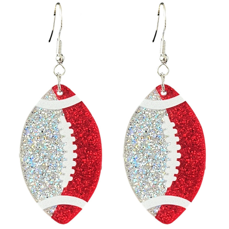 Wholesale  source football soccer color contrast fashion ladies shiny acrylic earrings