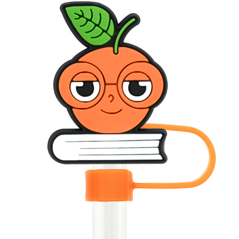 Wholesale Random 100pcs Back To School 10mm PVC Soft Glue Straw Tube Cap ACC-SCR-RYY095