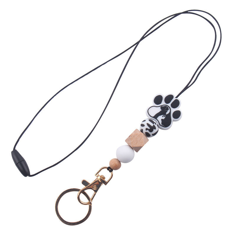 Wholesale Cartoon Animal Dog Paw Silicone Beaded Necklace Keychain Cute Keychain ACC-KC-GuangTian077