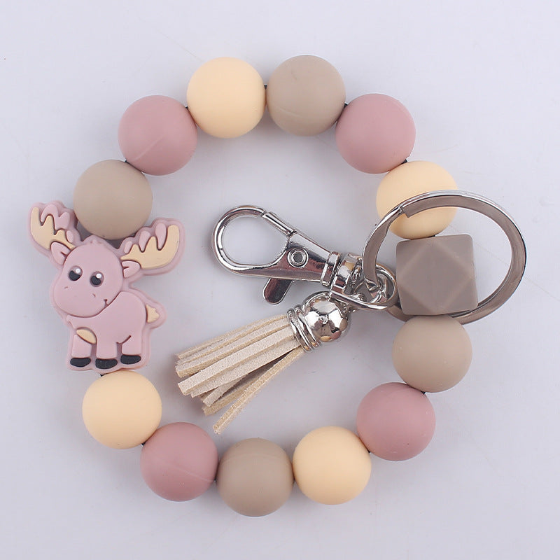 Wholesale Cartoon silicone cow keychain accessories creative handmade wristlet keychain