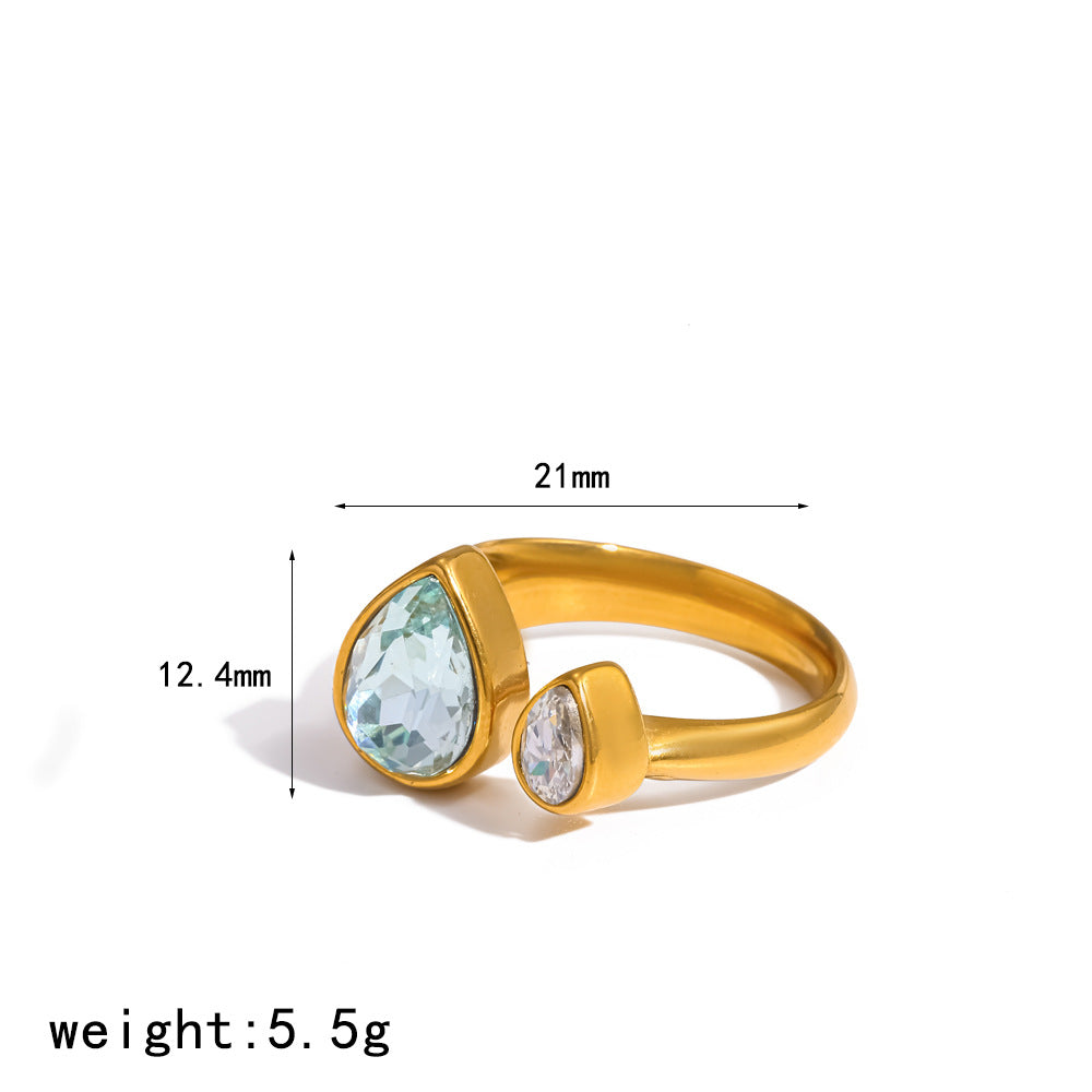 Wholesale Adjustable 304 Stainless Steel Gold Plated Geometric Ring Chic Jewelry Accessory