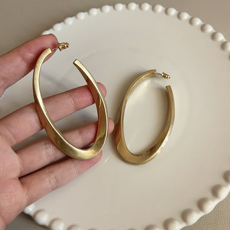 Wholesale Retro Exaggerated Geometric Oval Large Circle Earrings