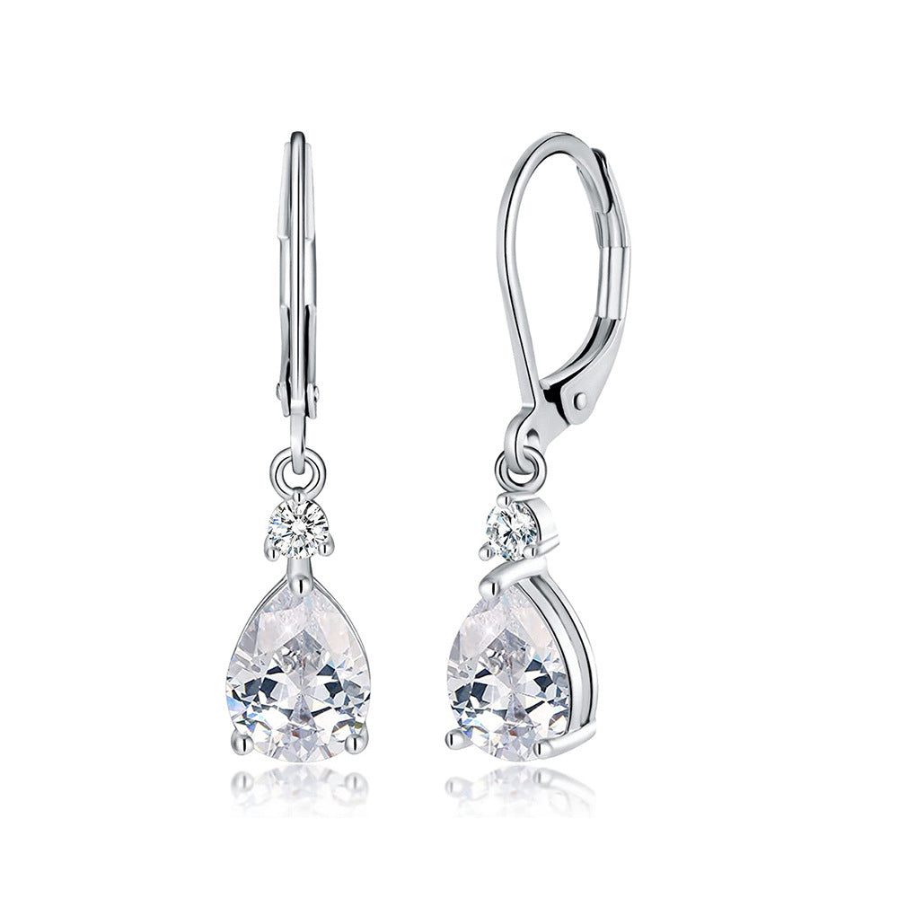 Wholesale light luxury water drop copper zircon earrings